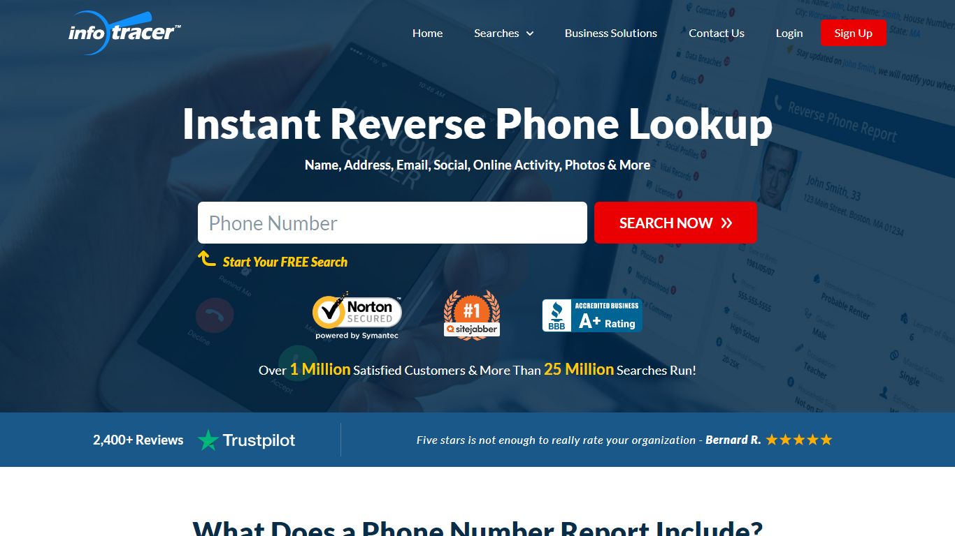 Reverse Phone Lookup | Free Scan | InfoTracer